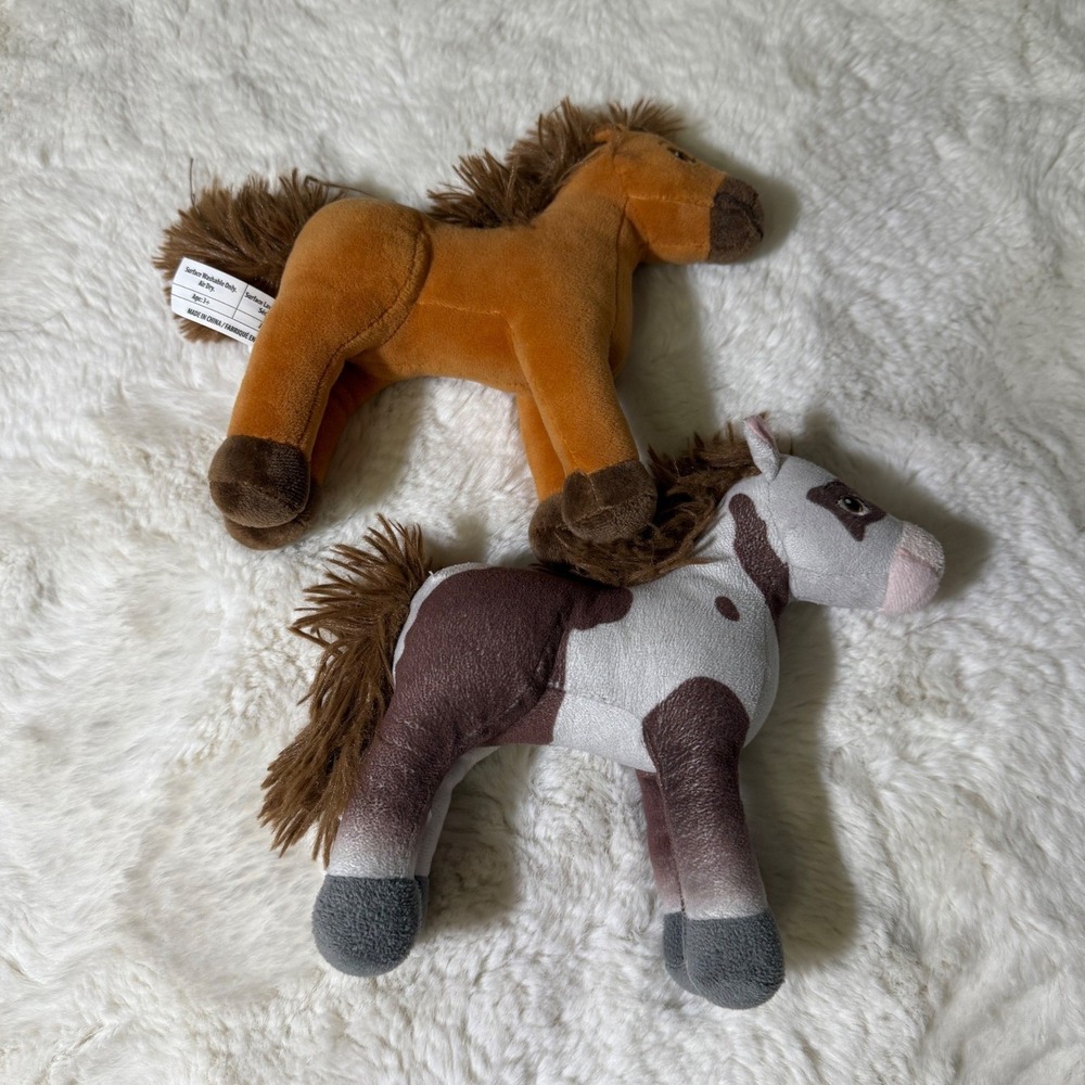 LOT OF 2 DreamWorks Spirit Plush Horse Boomerang Toy Equestrian Stuffed Animal